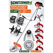SCHUTZENGER Hx-50 Benzinli Çapalama ve Eşeleme Başlıklı Çim Kesme Motoru 2 Çapalama 7 Başlıklı Full Bahçe Seti 52CC
