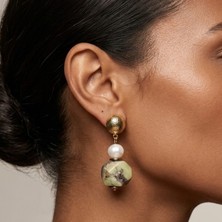 THEIA GemWorks Neva - Krizopras ve Inci Taşlı El Yapımı Küpe