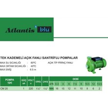 Mey İthalat Mey Ithalat® Atlantis CM20 1 Hp Tek Kademeli Santrifuj Pompa