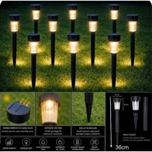 Gaman 10 Adet Günışığı Ledli Solar Saplama Güneş Enerjili Bahçe Işıklandırması Saplamalı Solar Aydınlatma 36 cm
