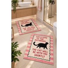Zeta Halı Digital Baskı Yıkanabilir Kaymaz Taban 2li Banyo Paspas Takımı 40X60 60X100