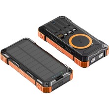 Mey İthalat Mey Ithalat® 20000 Mah Solar Powerbank Kablosuz Şarj Özellikli Kamp ve Seyahat Için Taşınabilir Güç Kaynağı