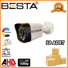 Pileli Store 2 Mp 1080P 8 Atom Warm LED Bullet Ahd Güvenlik Kamerası 10 Adet Koli