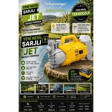 SCHUTZENGER Şarjlı Su Motoru 4.0 Ah 22 mt Dikey Su Atar Elektrik Olmayan Yerler Için Sarı Jet Pompa 220 mt Yatar Atar