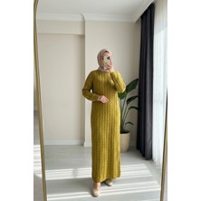 Beyome Kadın Triko Örgü Elbise Uzun Kollu Maxi Boy Rahat Kesim Standart Beden 38 40 42 44 46 48 50 Uyumlu