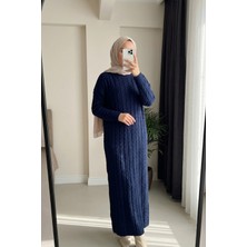 Beyome Kadın Triko Örgü Elbise Uzun Kollu Maxi Boy Rahat Kesim Standart Beden 38 40 42 44 46 48 50 Uyumlu