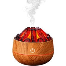 Sia Hava Nemlendirici,aroma Difüzörü Şömine Görünümlü Alev Buhar Makinesi Kahverengi