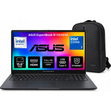 Asus Expertbook B1503CVA Intel Core 7 150U 16GB Ddr5 512GB SSD 15.6" Fhd Windows 11 Pro Taşınabilir Bilgisayar + Snertech Çanta