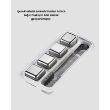 Epilons Paslanmaz Metal Buz Küpleri Seti Klipsli Sulandırmadan Soğutma Özellikli