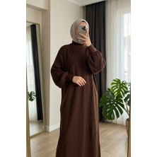 Beyome Kadın Triko Örgü Elbise Uzun Kollu Maxi Boy Rahat Kesim Standart Beden 38 40 42 44 46 48 50 Uyumlu