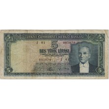Banknoting 5. Emisyon 4. Tertip 5 Lira J01 Seri Başı. Çok Temiz.