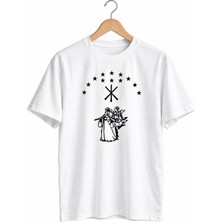 Hediyenza Adige Çerkes Bayrağı Baskılı Siyah Unisex ve Çocuk Kısa Kollu T-Shirt