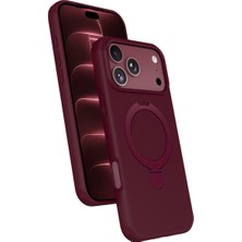 A-Luxe Apple iPhone 18 Pro Regal Magsafe Standlı Kapak - Bordo