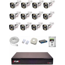 Fury Ip 12 Kameralı 1080P Sesli 6 Warm LED Renkli Gece Görüşlü Güvenlik Kamera Sistemi 500GB 1606