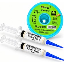 Smnr Elektronikci Kimei KM-1515 1,5mm Lehim Sökme Teli Krem  5cc 2’li Flux  Seti TK10