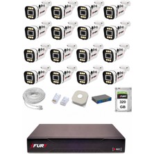 Fury Ip 16 Kameralı 1080P Sesli 6 Warm LED Renkli Gece Görüşlü Güvenlik Kamera Sistemi 320GB 1606