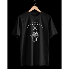 Hediyenza Adige Çerkes Bayrağı Baskılı Siyah Unisex ve Çocuk Kısa Kollu T-Shirt