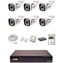 Fury Ip 6 Kameralı 1080P Sesli 6 Warm LED Renkli Gece Görüşlü Güvenlik Kamera Sistemi 1tb 1606