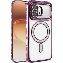 A-Luxe Huawei Honor 600 Joke Simli Magneticsafe Kılıf - Derin Mor