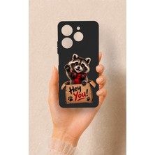 Vip Case Tecno Spark 10 Pro Uyumlu Sevimli Rakun Desenli Silikon Kılıf