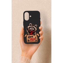 Vip Case iPhone 16 Uyumlu Sevimli Rakun Desenli Silikon Kılıf