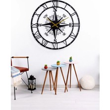 St. Morritz Pusulalı Metal Siyah Duvar Saati 1,5 mm Kalınlık 100X100 cm