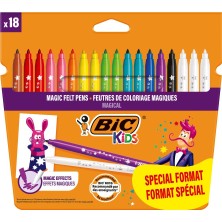 Bic Bıc Kids Magic Silinebilir Keçeli Boya Kalemi 18'li Set – 15 Renk + 3 Silgi Kalemi, Yıkanabilir, 5 Yaş ve Üzeri