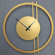 St. Morritz Double Line Metal Gold / Altın Duvar Saati - Ev / Ofis Saati - Hediye Saat - 100 x 97 cm
