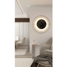 St. Morritz Büyük Boy (55*55 Cm) Gold Deluxe Ledli(Pilli) - Siyah Göbek - Modern Dekoratif Metal Duvar Saati