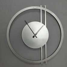 St. Morritz Double Line Metal Silver / Gümüş Duvar Saati - Ev / Ofis Saati - Hediye Saat - 100 x 97 cm