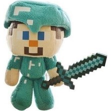 Schulzz Minecraft Elmas Steve 17 cm Peluş Karakter Yumuşak Oyuncak Kaliteli Malzeme ile Eğlenceli