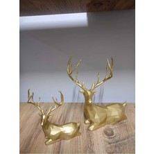 St. Morritz Modern Geyik Biblo 2'li Set Gold (Altın) (22CM)