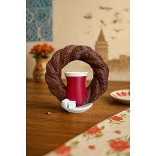 St. Morritz Simit, Çay ve Küp Şeker Figürlü Geleneksel Biblo, Istanbul Yöresel Mutfak Dekorasyonu, 13CM Plastik