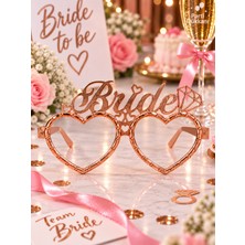 Parti Dükkanı Bride Rose Gold Mika Parti Gözlüğü – Kalp Çerçeveli Bride Bekarlığa Veda Gözlüğü