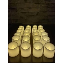 St. Morritz Ledli Mum Tealight Işıklı Dumansız Alevli Sarı LED Mum Pilli 24 Adet Pil Dahil