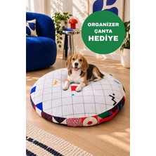 Studio RUE Köpek ve Kedi Yatağı - Yuvarlak, Çıkarılabilir Kılıflı (Organizer Çanta Hediyeli)