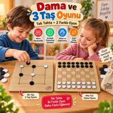 Trendy Toys Ahşap Dama ve 3 Taş Oyunu
