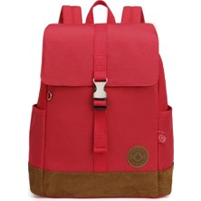 Smart Bags Kadın Süet Tabanlı Kumaş Sırt Çantası 3092 Kırmızı Su Geçirmez Özellikli