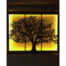 St. Morritz 3D Ağaç LED Işıklı Çerçeveli Ahşap Tablo Lazer Kesim 90X70CM