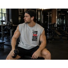 Urban Trend Store Baskılı Unisex Erkek Pamuklu Antrenman Sporcu Atleti Oversize Kolsuz T-Shirt