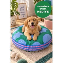 Studio RUE Desenli Yuvarlak Kedi ve Orta Irk Köpek Yatağı - Çıkarılabilir ve Yıkanabilir Kılıf (Organizer Çanta Hediyeli)
