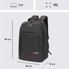 Mack MCC-007 17.3" Offıce USB Gırışlı Notebook Sırt Çantası Sıyah (Dahılı USB Şarj Portu)