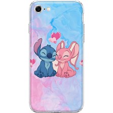 LOTUS GOLD Iphone 7/8/se Uyumlu Angel ve Stich Desenli Şeffaf Telefon Kılıfı