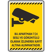 St. Morritz 15X20CM/3ADET/FOSFORLU Etiket/bu Apartman Güvenlik Kamera Uyarısı/v3