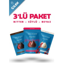 Melmond Freeze Dried Çilek Draje (Sütlü, Bitter, Beyaz) 3'lü Paket