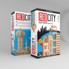 Redka Red City Ahşap Blokları 100 Parça Eğitici Oyuncak Ahşap Malzemeden Yapılmış