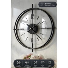 St. Morritz (Xxl 65*65 ) Siyah Deluxe Şeffaf Cam Iskandinav Modern Dekoratif Duvar Saati