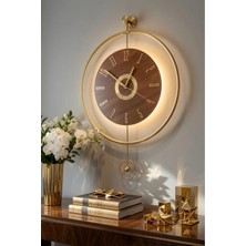 MetaQuartz Aksesuar Ispanyol Orbit Time Büyük Boy (50X75CM )(Quartz Mekanizma)  , Metal Ahşap Duvar Saati