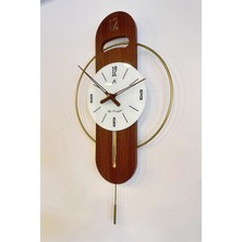 St. Morritz Mir Time Gold Metal, Cam Göbek, Ceviz Rengi Ahşap, Özel Tasarım Duvar Saati