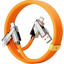 Lunatic 2060 USB Type C Lightning 4 In 1 Hızlı Şarj Data Kablosu Çevirici Dönüştürücü Adaptör 120W 2 Metre-Turuncu